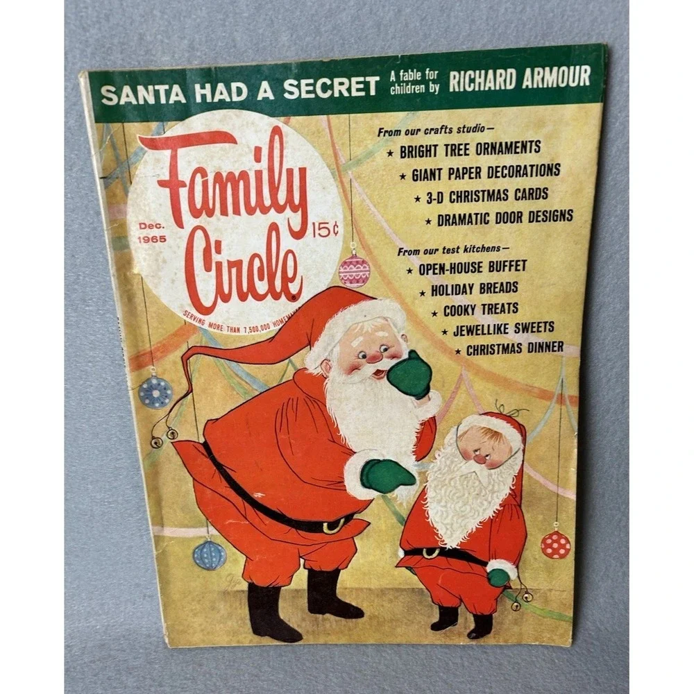 VTG December 1965 Family Circle Magazine Holiday Print Ads Recipes Christmas MCM